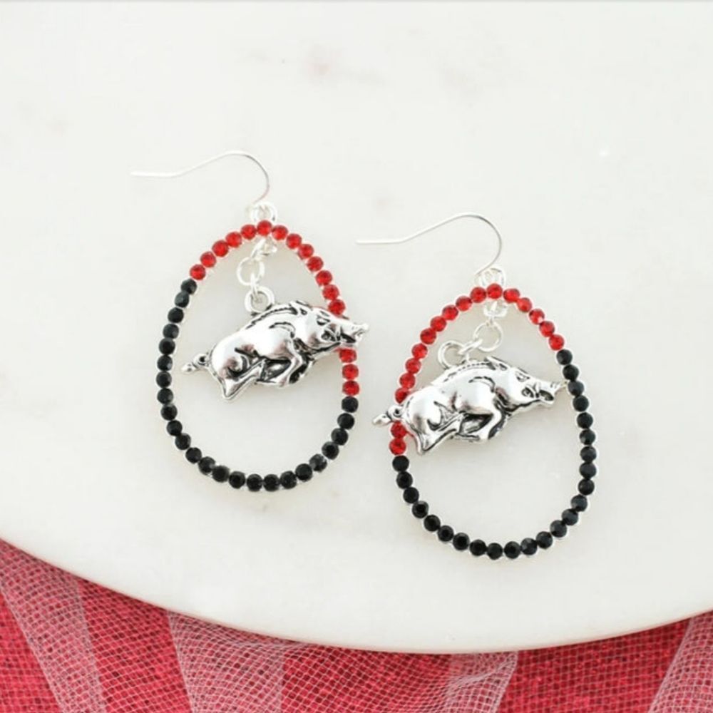 Arkansas Collegiate Crystal Loop Earrings
